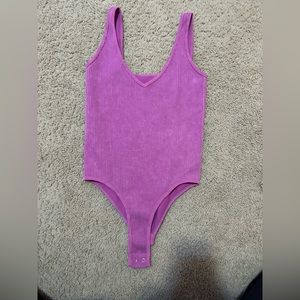 Purple Aura Stretchy Ribbed Bodysuit